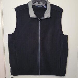 Men's Lands End Fleece Black Sweater Vest